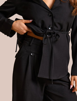 High Waist Tailored Wide Leg Trouser Black