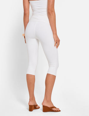 High Waist Luxe Slinky Capri Pants White