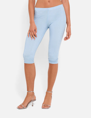 Hotfix High Waist Luxe Slinky Capri Pants Blue