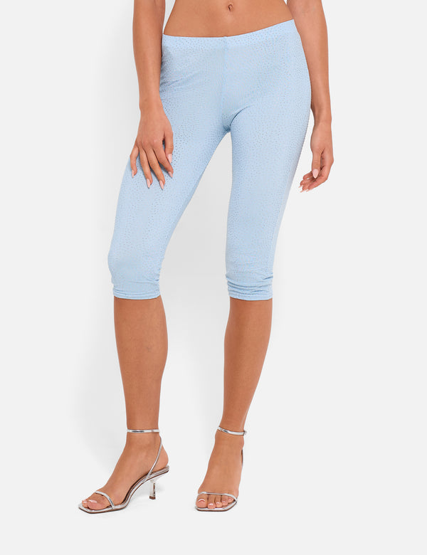 Hotfix High Waist Luxe Slinky Capri Pants Blue