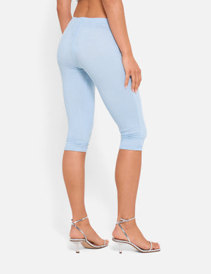 Hotfix High Waist Luxe Slinky Capri Pants Blue