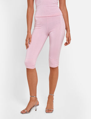 Hotfix High Waist Luxe Slinky Capri Pants Pink
