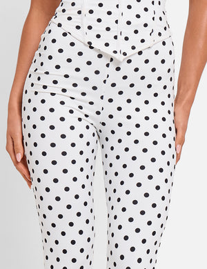 High Waist Luxe Slinky Capri Pants Polka Dot White & Black
