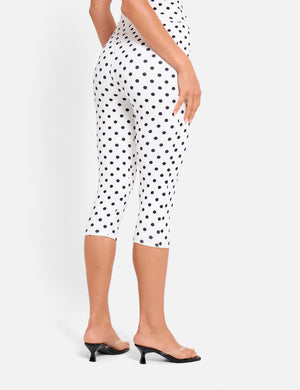 High Waist Luxe Slinky Capri Pants Polka Dot White & Black