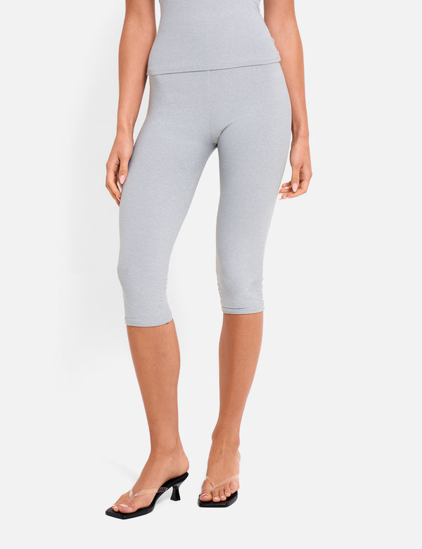 High Waist Luxe Slinky Capri Pants Grey Marl