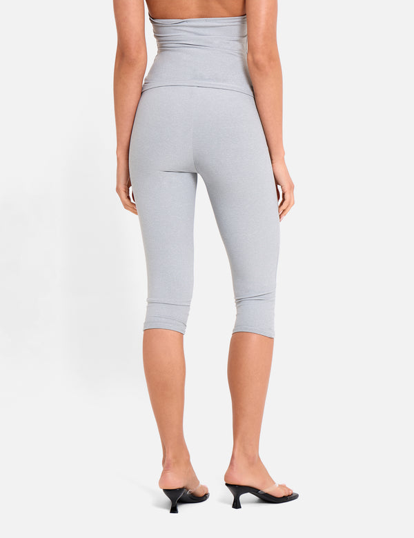 High Waist Luxe Slinky Capri Pants Grey Marl
