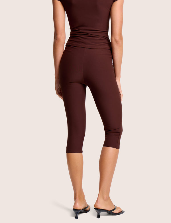 High Waist Luxe Slinky Capri Pant Brown