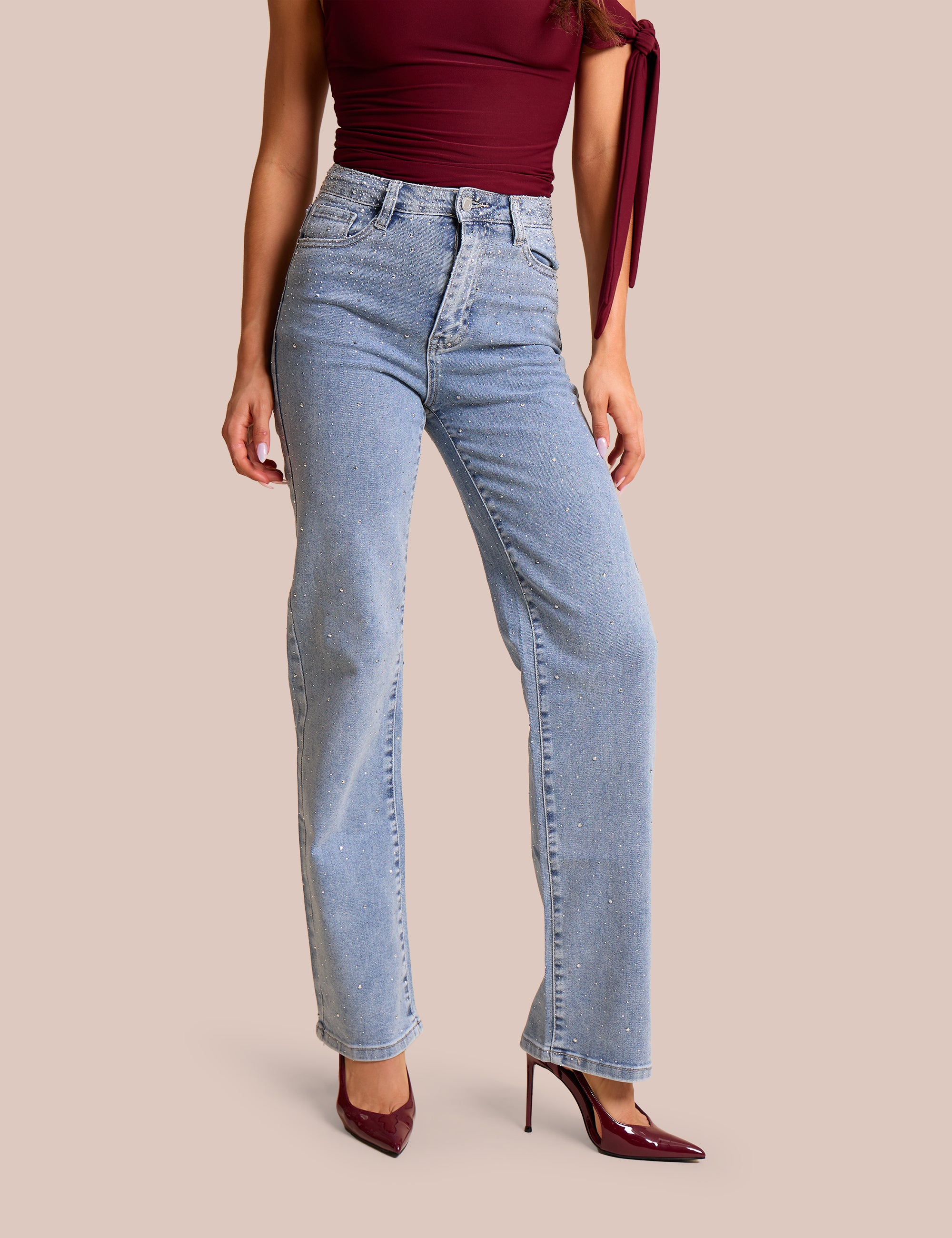 パンツ STUDS DETAIL STRAIGHT DENIM PANTS STUDS DETAIL STRAIGHT DENIM PANTS