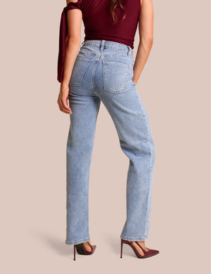 Straight Leg Stud Detail Denim Jeans Blue