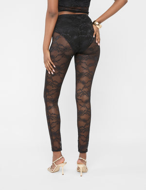 Lace High Waist Leggings Black