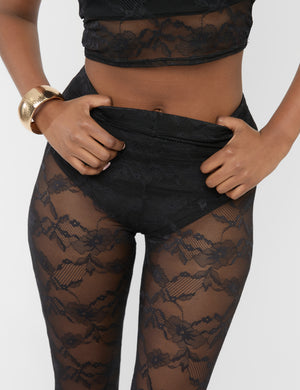 Lace High Waist Leggings Black