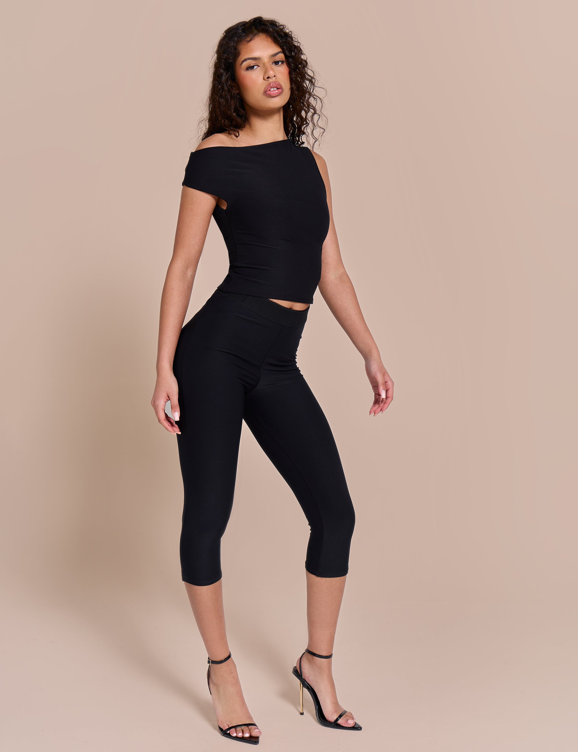 High Waist Capri Pants Black