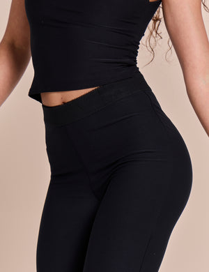 High Waist Luxe Slinky Capri Pants Black