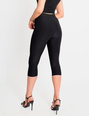 High Waist Luxe Slinky Capri Pants Black