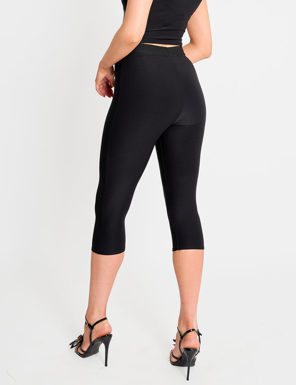 High Waist Luxe Slinky Capri Pants Black