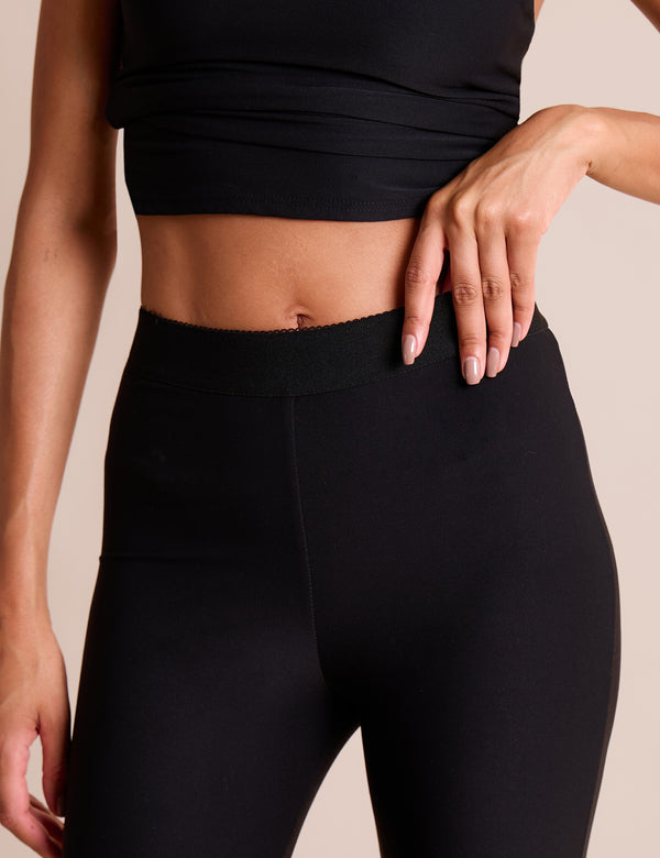High Waist Luxe Slinky Capri Pants Black