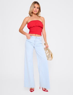 Mid Rise Wide Leg Jeans Light Blue