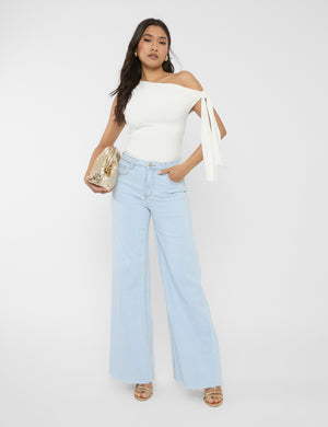 Mid Rise Wide Leg Jeans Light Blue