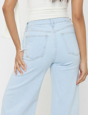 Mid Rise Wide Leg Jeans Light Blue