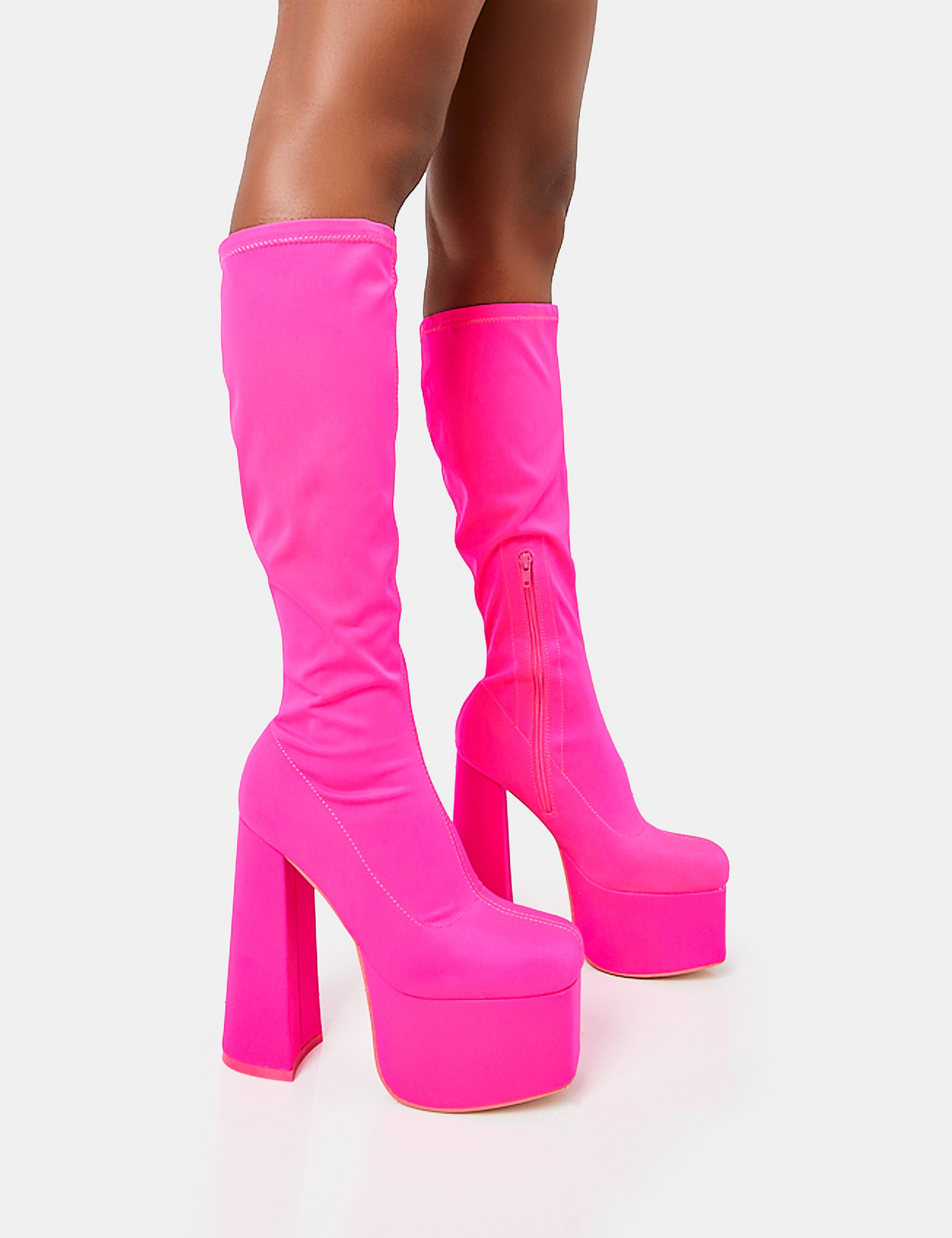 Knee High High Platform Booties Lamoda Slick Nicks Wide Calf