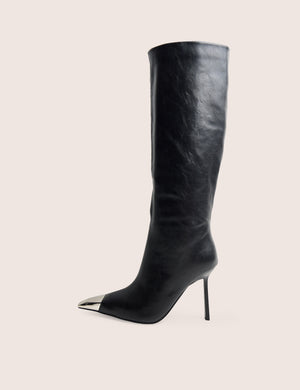 Radiate Black Toe Cap Detail Knee High Boot