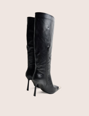 Radiate Black Toe Cap Detail Knee High Boot