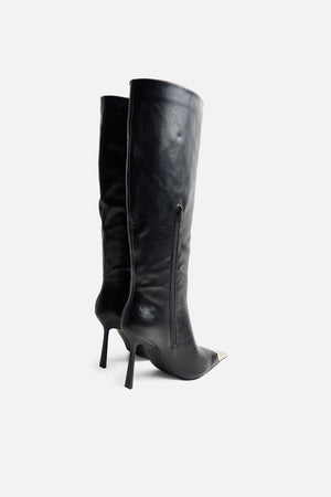 Radiate Black Toe Cap Detail Knee High Boot