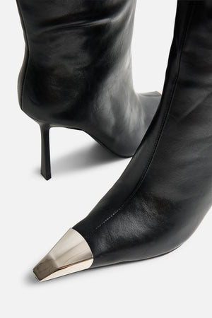 Radiate Black Toe Cap Detail Knee High Boot