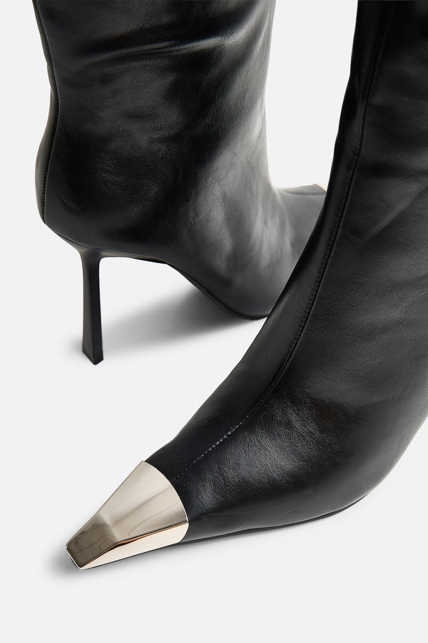 Radiate Black Toe Cap Detail Knee High Boot