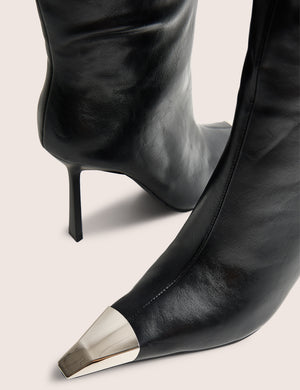 Radiate Black Toe Cap Detail Knee High Boot