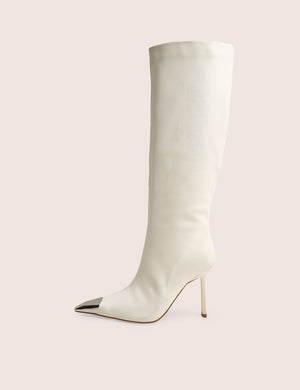 Radiate Cream Toe Cap Detail Knee High Boot