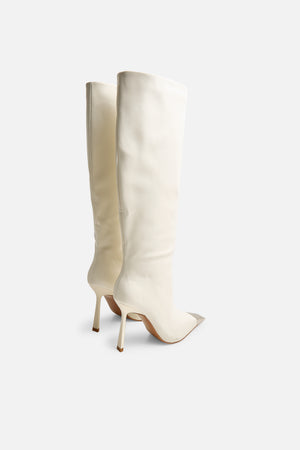 Radiate Cream Toe Cap Detail Knee High Boot