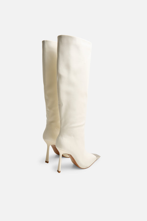 Radiate Cream Toe Cap Detail Knee High Boot