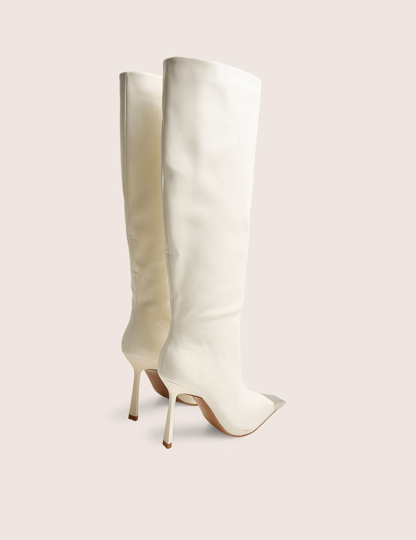 Radiate Cream Toe Cap Detail Knee High Boot