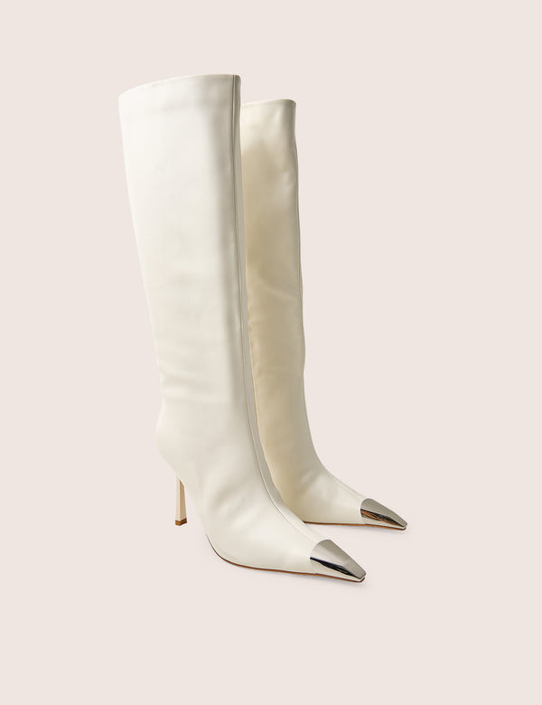 Radiate Cream Toe Cap Detail Knee High Boot