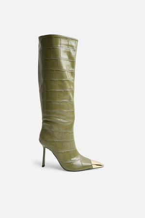 Radiate Green Croc Knee High Boot