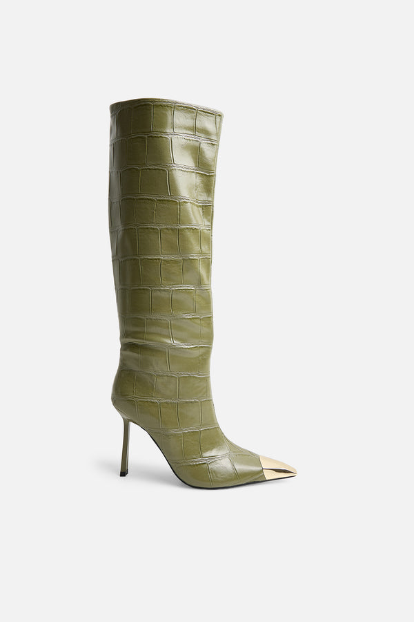 Radiate Green Croc Knee High Boot