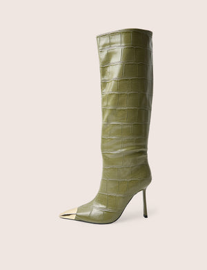 Radiate Green Croc Knee High Boot