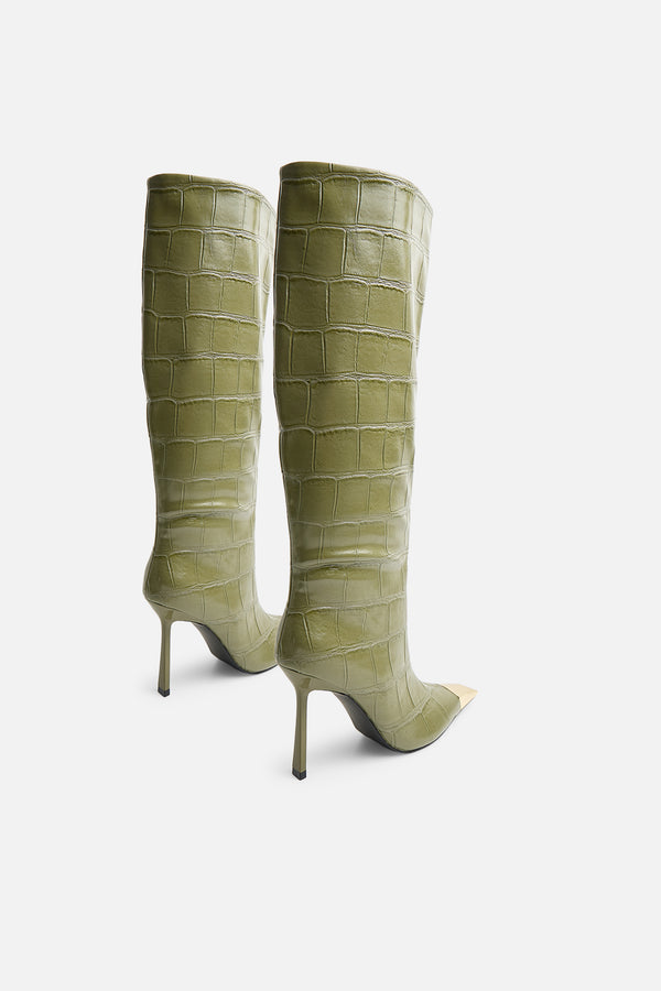Radiate Green Croc Knee High Boot