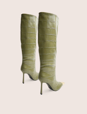 Radiate Green Croc Knee High Boot