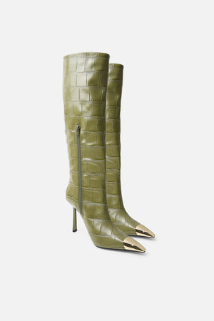 Radiate Green Croc Knee High Boot