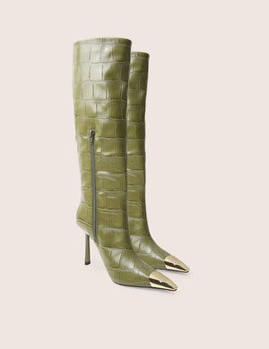 Radiate Green Croc Knee High Boot