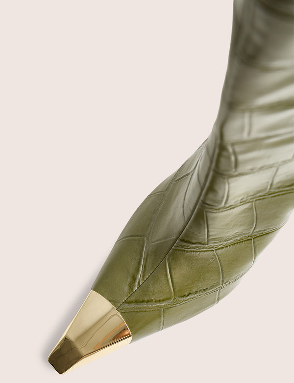 Radiate Green Croc Knee High Boot