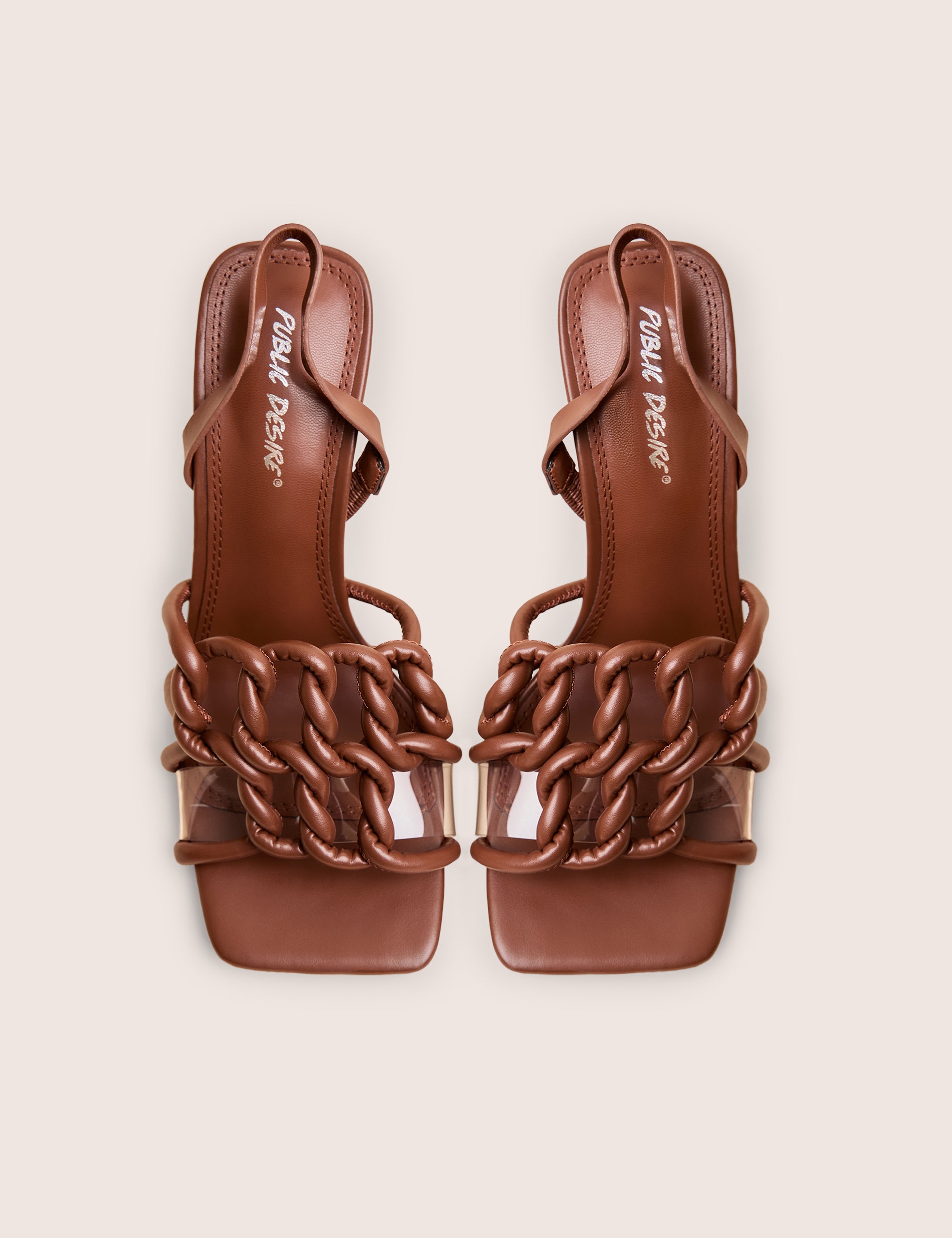 Rayne Chocolate Knotted Upper Slingback Square Toe Heels | Public