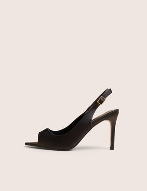 Reigns Black Peep Toe Court Heels