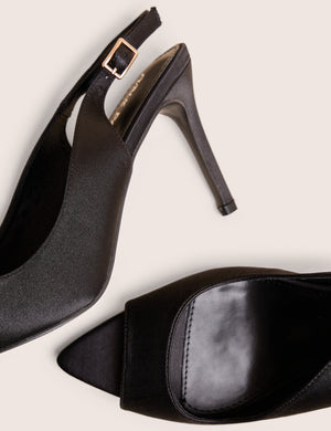 Reigns Black Peep Toe Court Heels