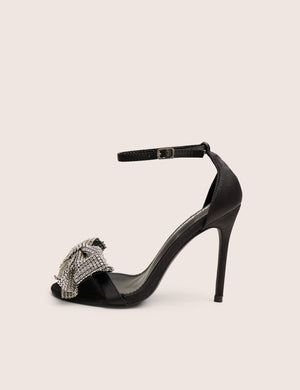Vermillion Black Bow Detail Round Toe Stiletto Heels