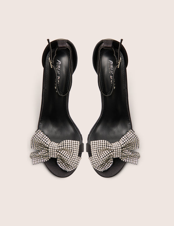 Vermillion Black Bow Detail Round Toe Stiletto Heels