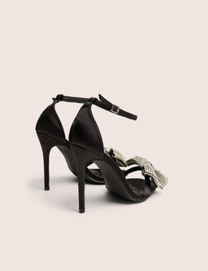 Vermillion Black Bow Detail Round Toe Stiletto Heels