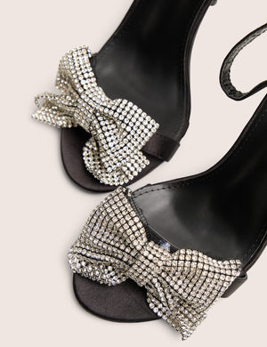 Vermillion Black Bow Detail Round Toe Stiletto Heels